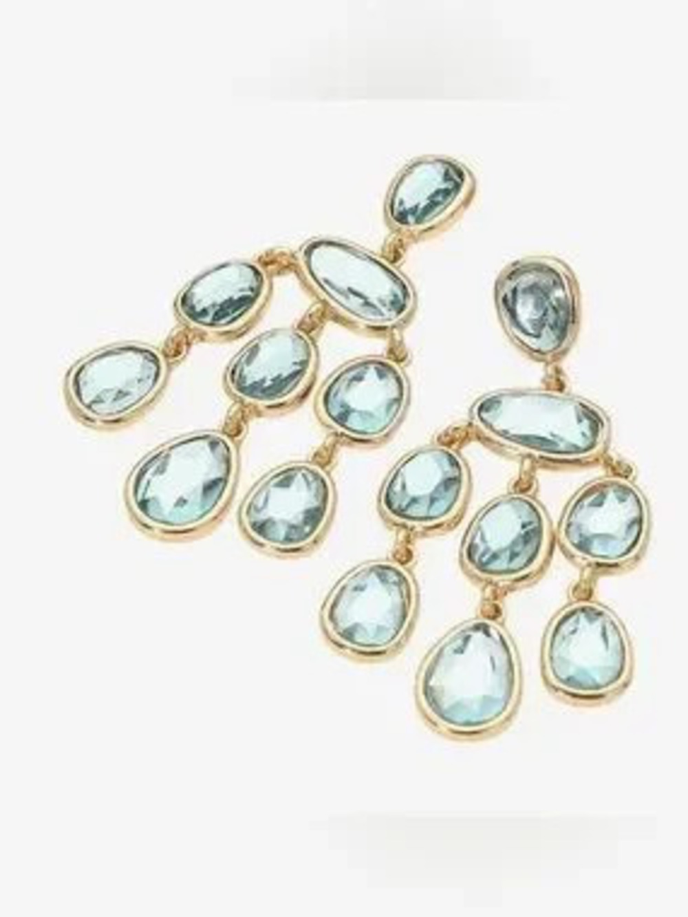 Chandelier Cluster Drop Aqua / Gold Earrings (5592)
